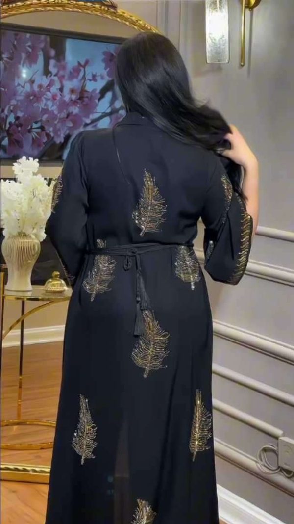Elegant Cherry Stone Embellished Dubai Borka SP183115990 - Image 2