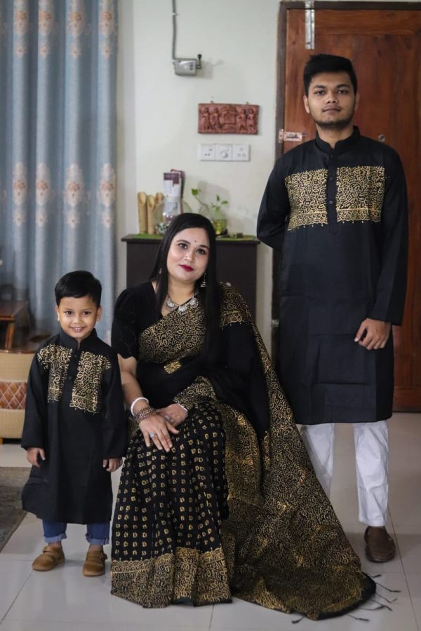 Premium Silk Couple Dress With Baby - Image 40