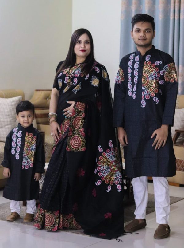 Premium Silk Couple Dress With Baby - Image 37