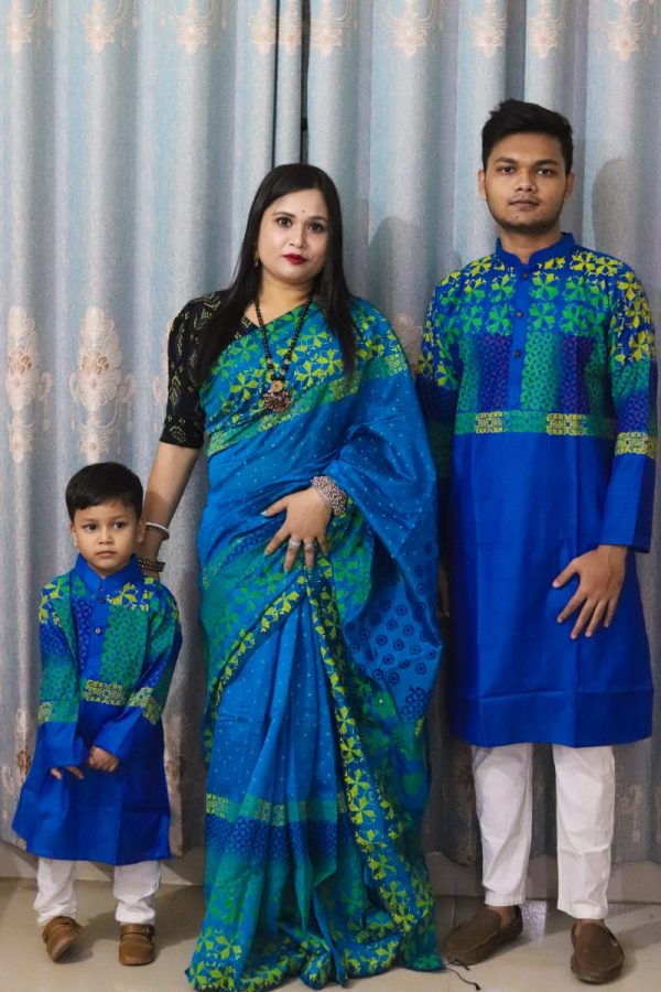 Premium Silk Couple Dress With Baby - Image 36