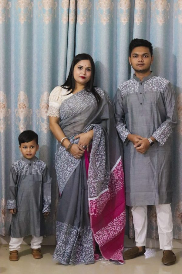 Premium Silk Couple Dress With Baby - Image 38