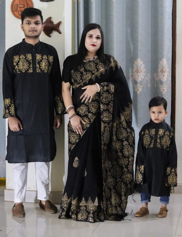 Premium Silk Couple Dress With Baby - Image 35