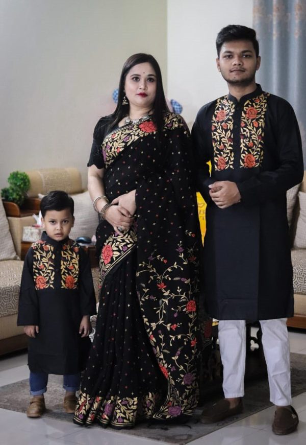 Premium Silk Couple Dress With Baby - Image 39