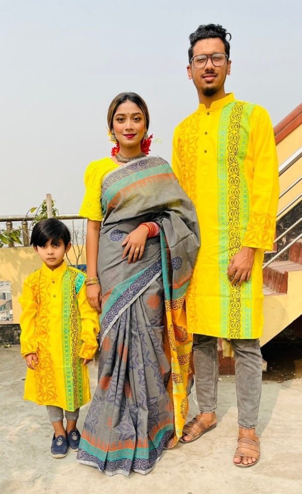 Premium Silk Couple Dress With Baby - Image 31