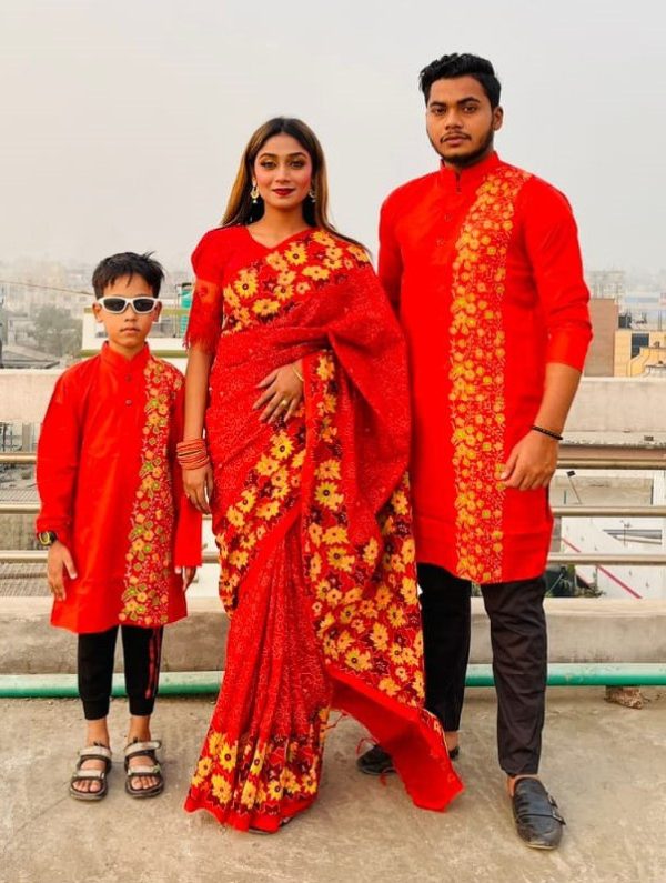 Premium Silk Couple Dress With Baby - Image 24