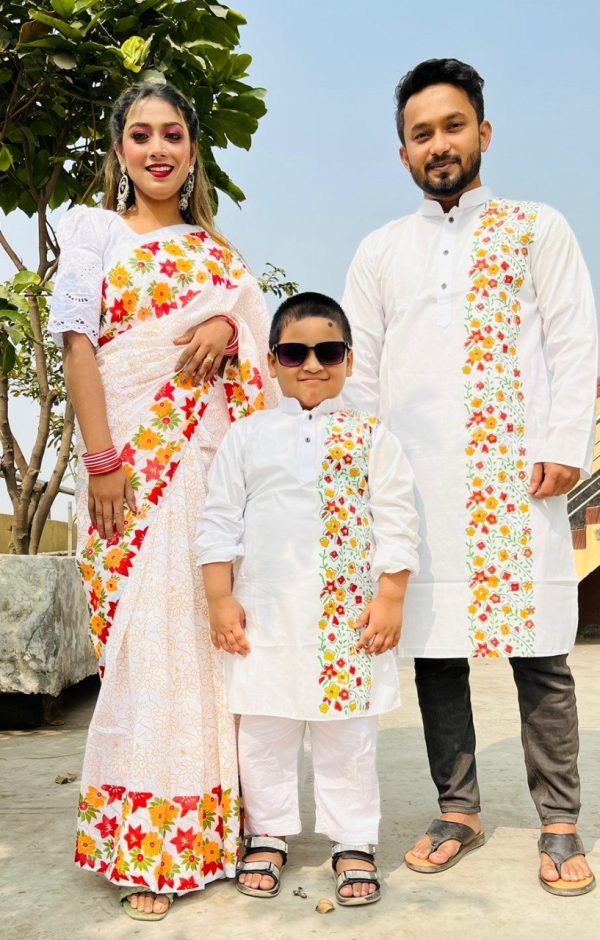 Premium Silk Couple Dress With Baby - Image 20