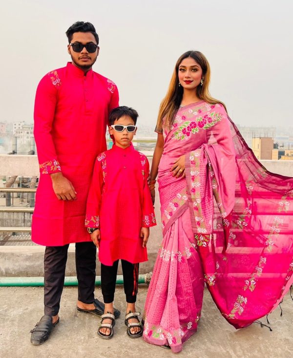 Premium Silk Couple Dress With Baby - Image 18