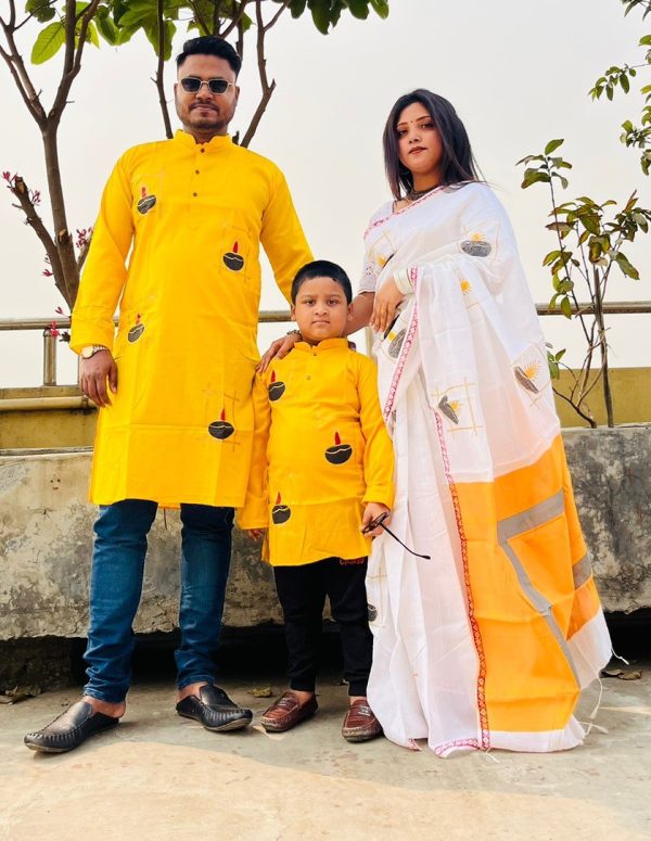 Premium Silk Couple Dress With Baby - Image 16
