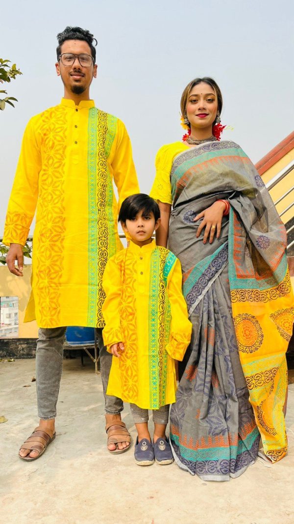 Premium Silk Couple Dress With Baby - Image 19