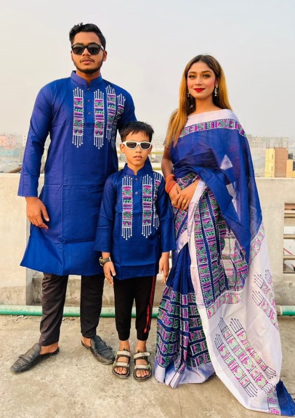 Premium Silk Couple Dress With Baby
