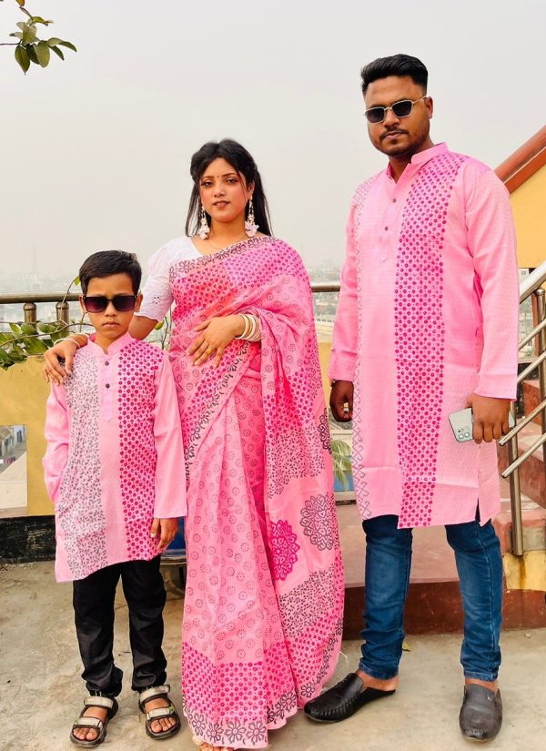 Premium Silk Couple Dress With Baby - Image 17