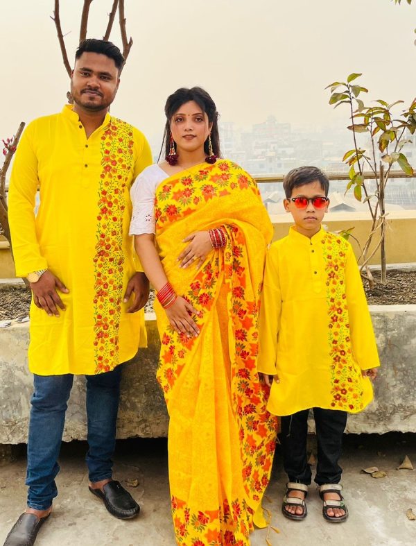 Premium Silk Couple Dress With Baby - Image 22