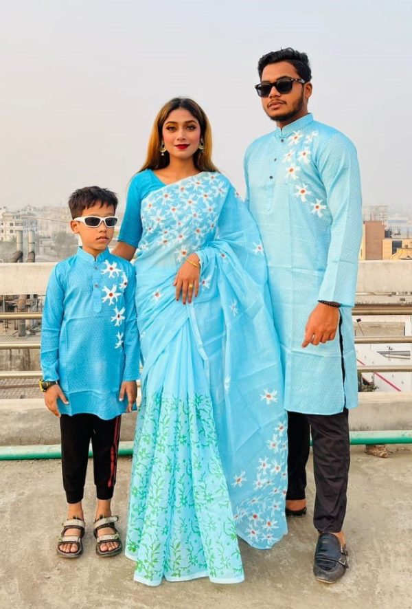 Premium Silk Couple Dress With Baby - Image 6